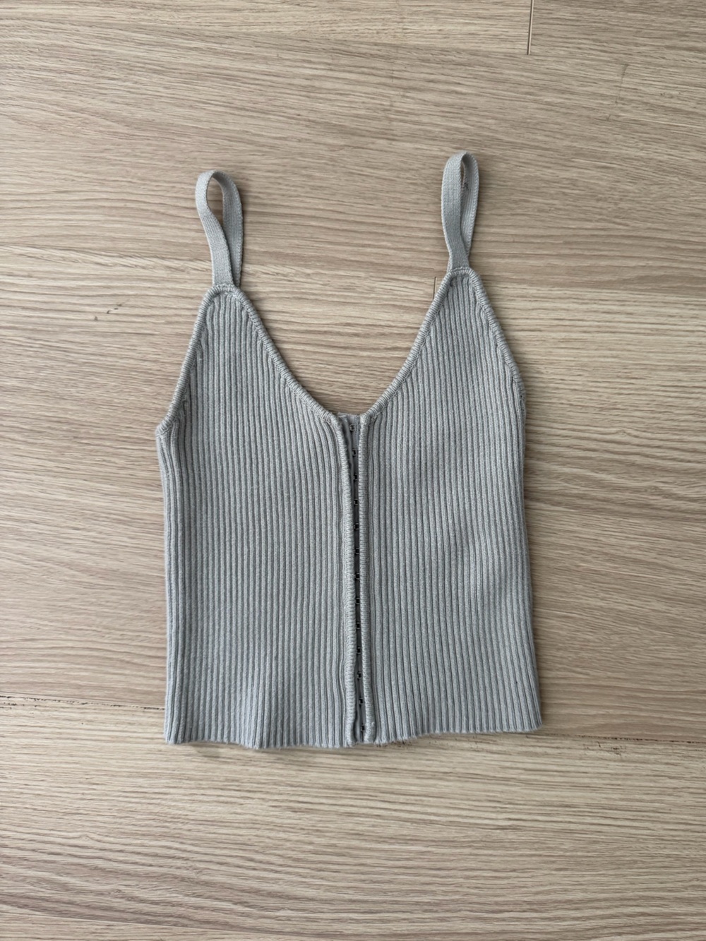 Zara Ribbed Tank Top in Light Gray